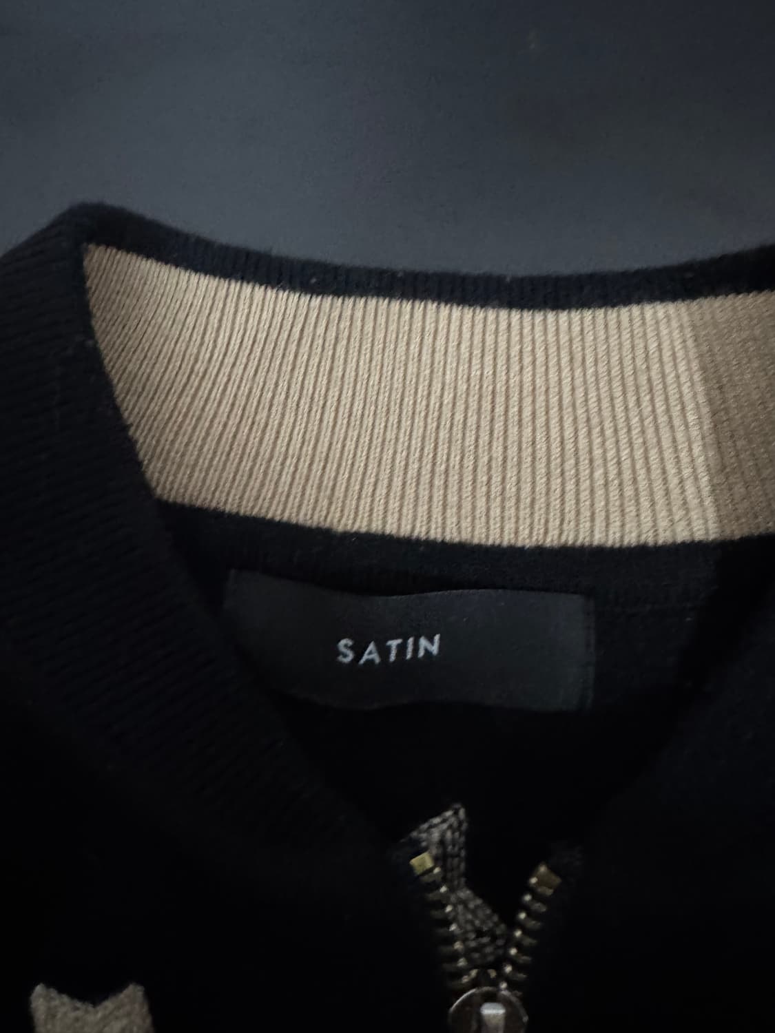 여성 샤틴 Satin 스타 패턴 울 니트 집업 블랙 S 상품이미지3