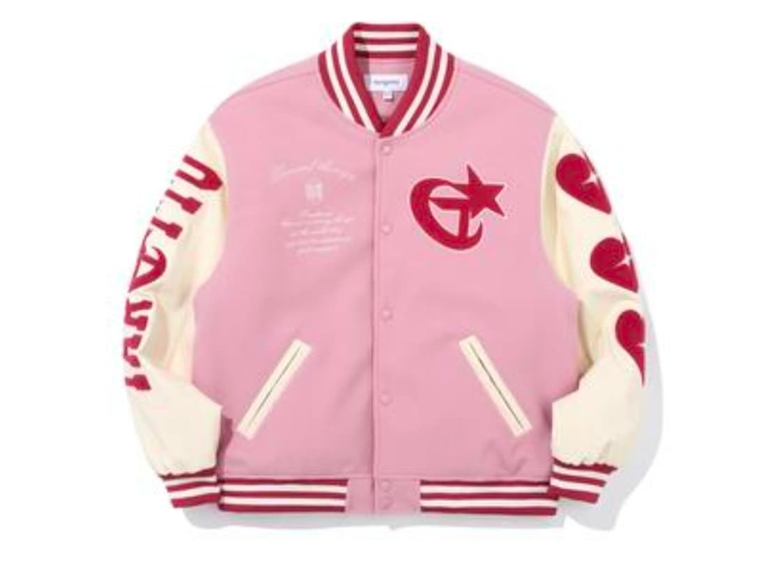 Targetto Triple Heart Pink 바시티 자켓 Free 상품이미지1