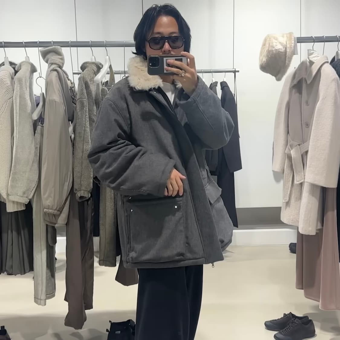 아모멘토 울 사파리 점퍼 차콜 상품이미지3