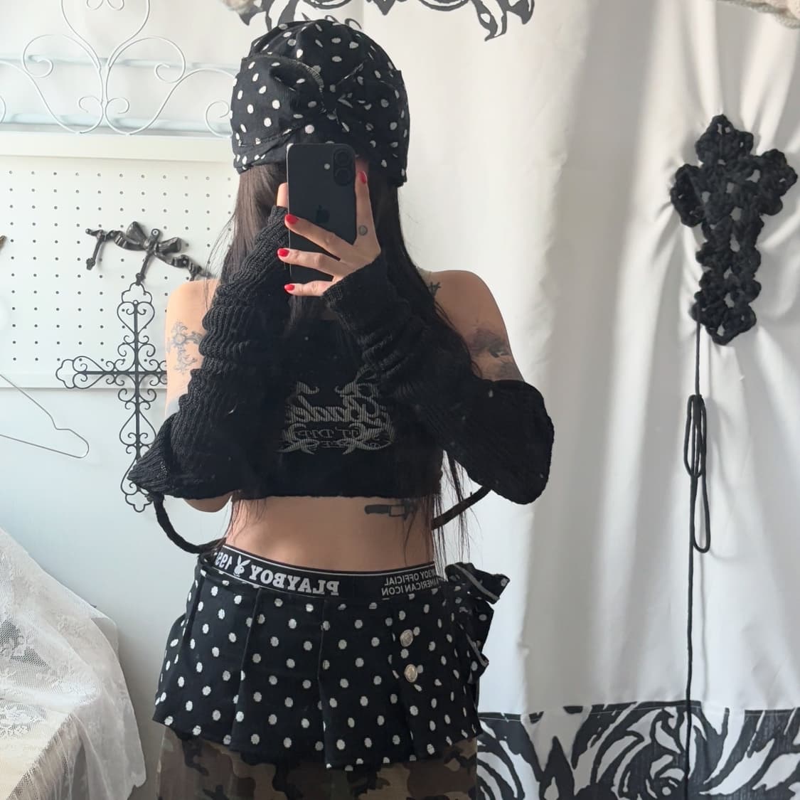 • black Dot Pleated Layered Skirt 상품이미지2