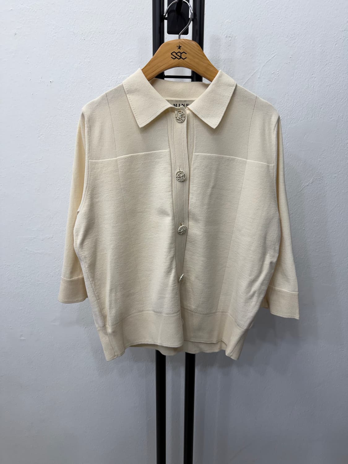 정품) MINE 마인 한섬 20ss 카라 반팔 니트 가디건 90F  상품이미지1