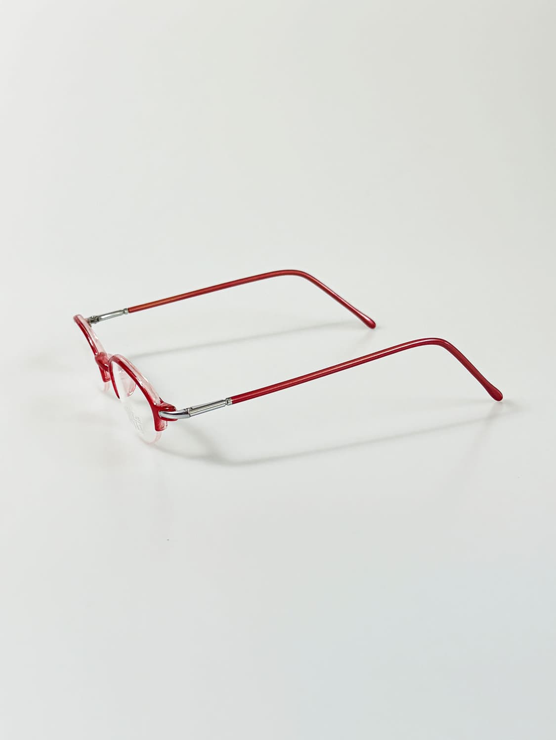 90s POLY FLEX 레드 뿔테 오벌 반무테 빈티지 안경 상품이미지3