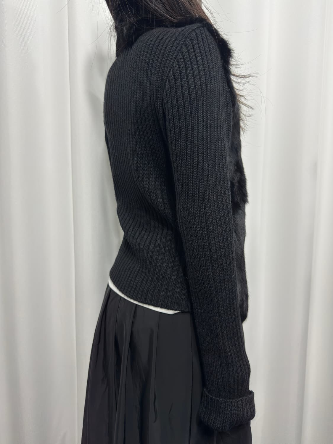 rabbit fur detail knit zipup 상품이미지6