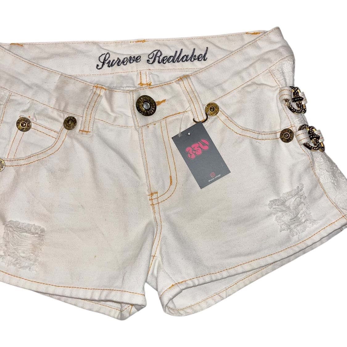 화이트 사이드레이스 링 숏팬츠 갸루y2k 상품이미지2