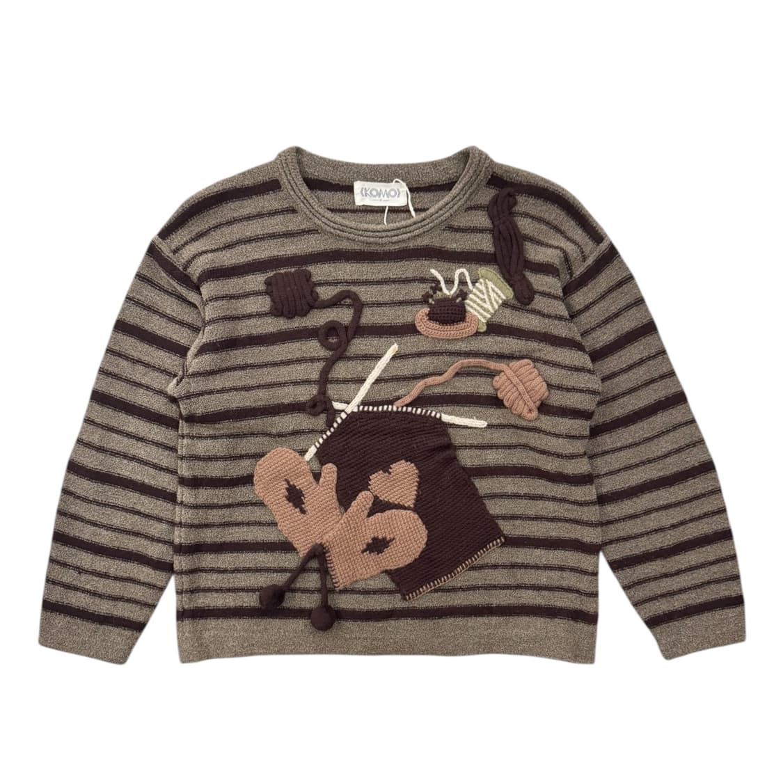 KOMO 울 스트라이프 니트 스웨터 브라운 상품이미지1