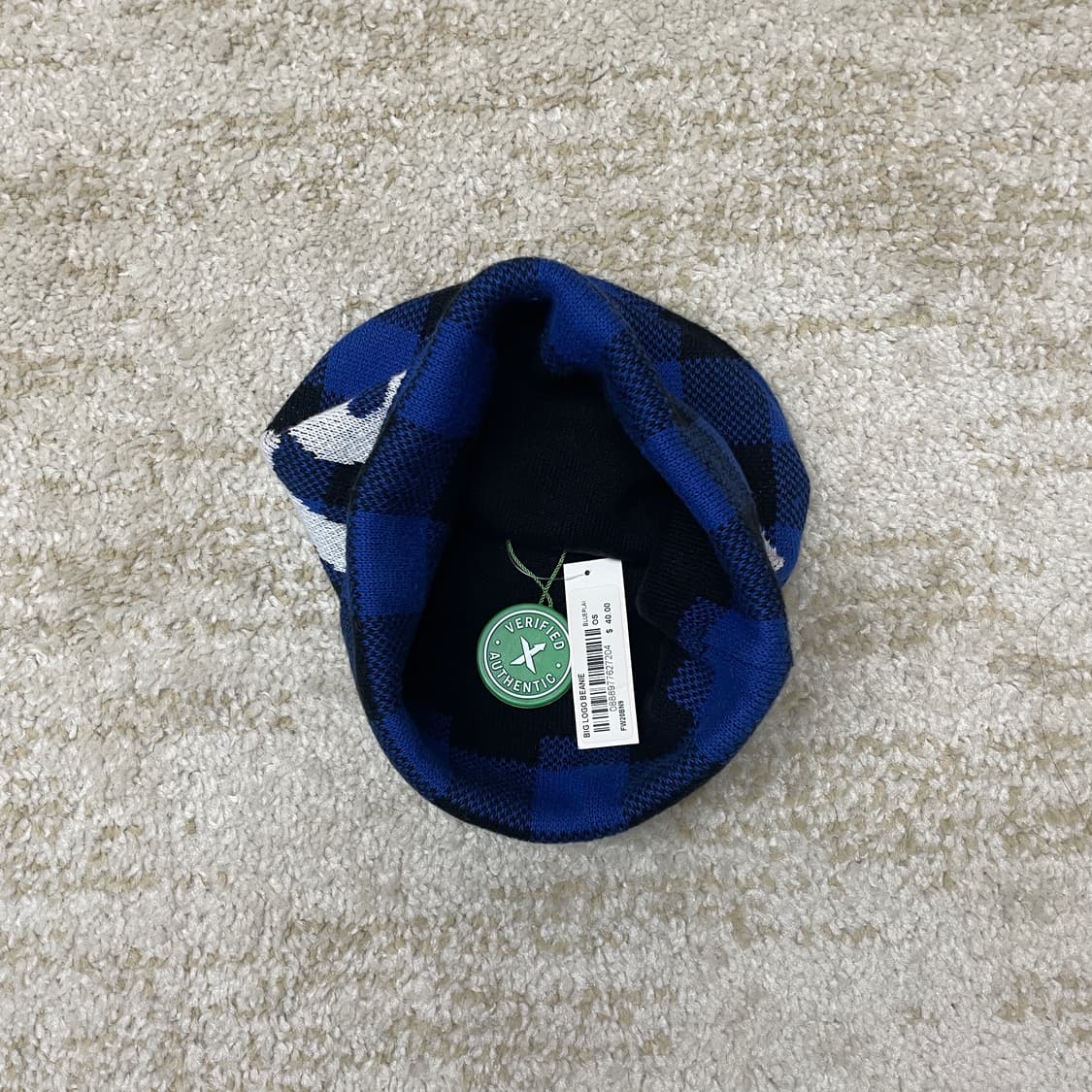 SUPREME 슈프림 빅로고 블루 플레이드 체커 비니 상품이미지3