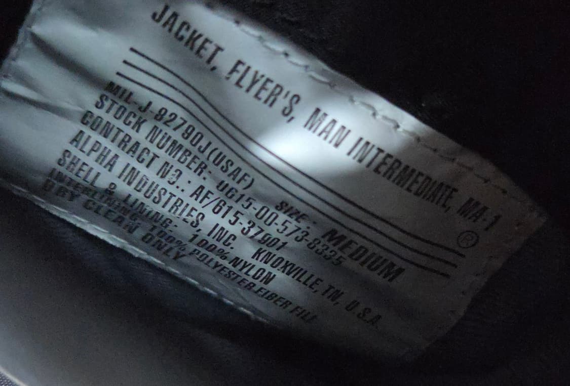 (착샷) 알파인더스트리 ma-1 블랙 마원 상품이미지5