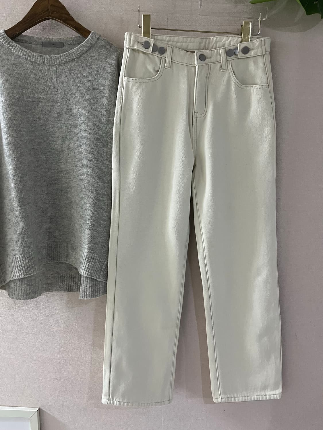 크림단추융기모팬츠(S,M) 상품이미지1