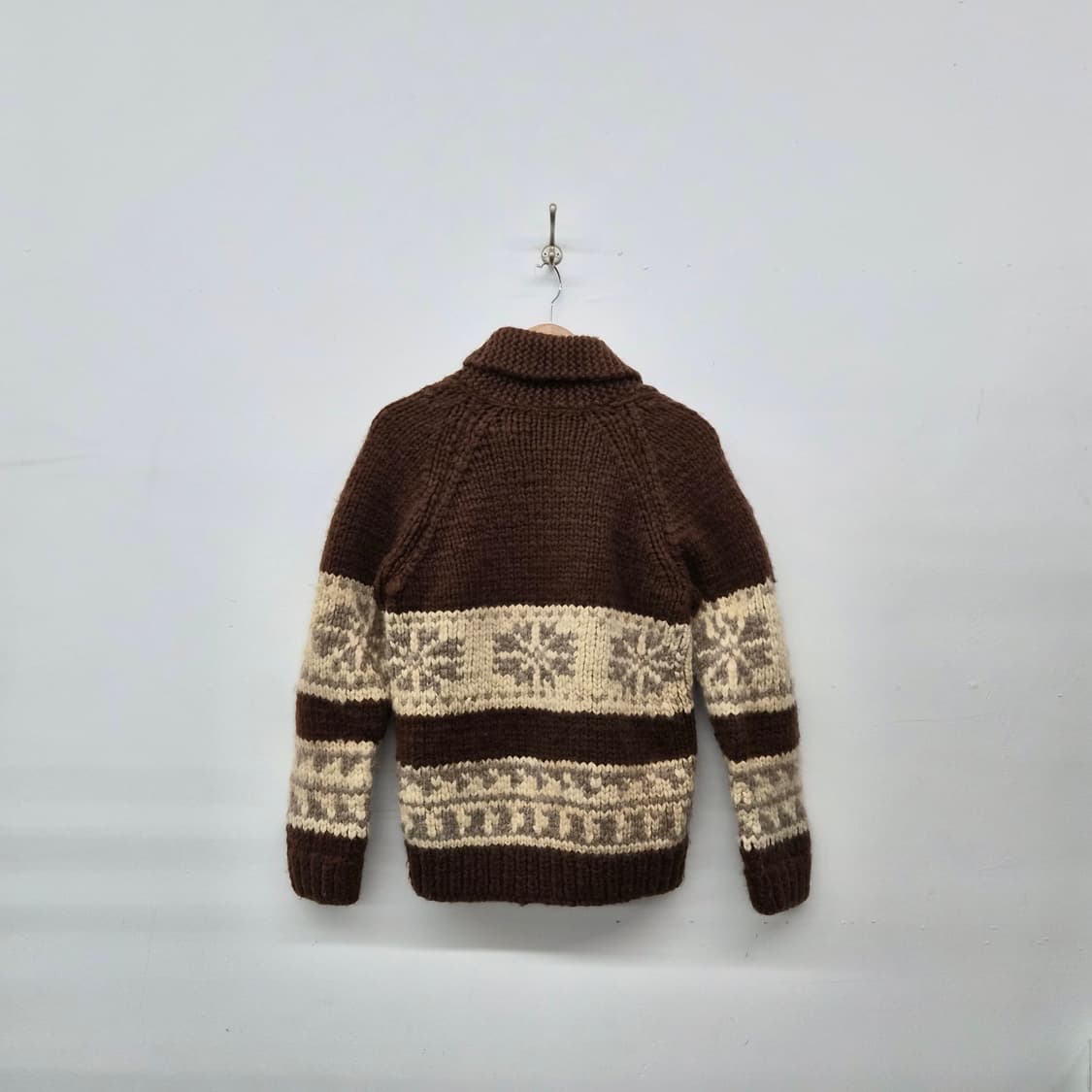 빈티지 브라운 코위찬 니트 집업 남성 M 상품이미지4