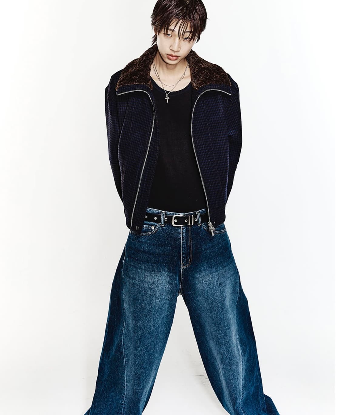 (Navy) 알렌느 하이넥 크롭 울 블루종 (2size) 상품이미지2