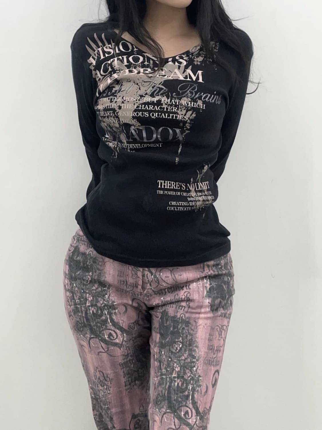 Lettering y2k Printing long Sleeve T 상품이미지1