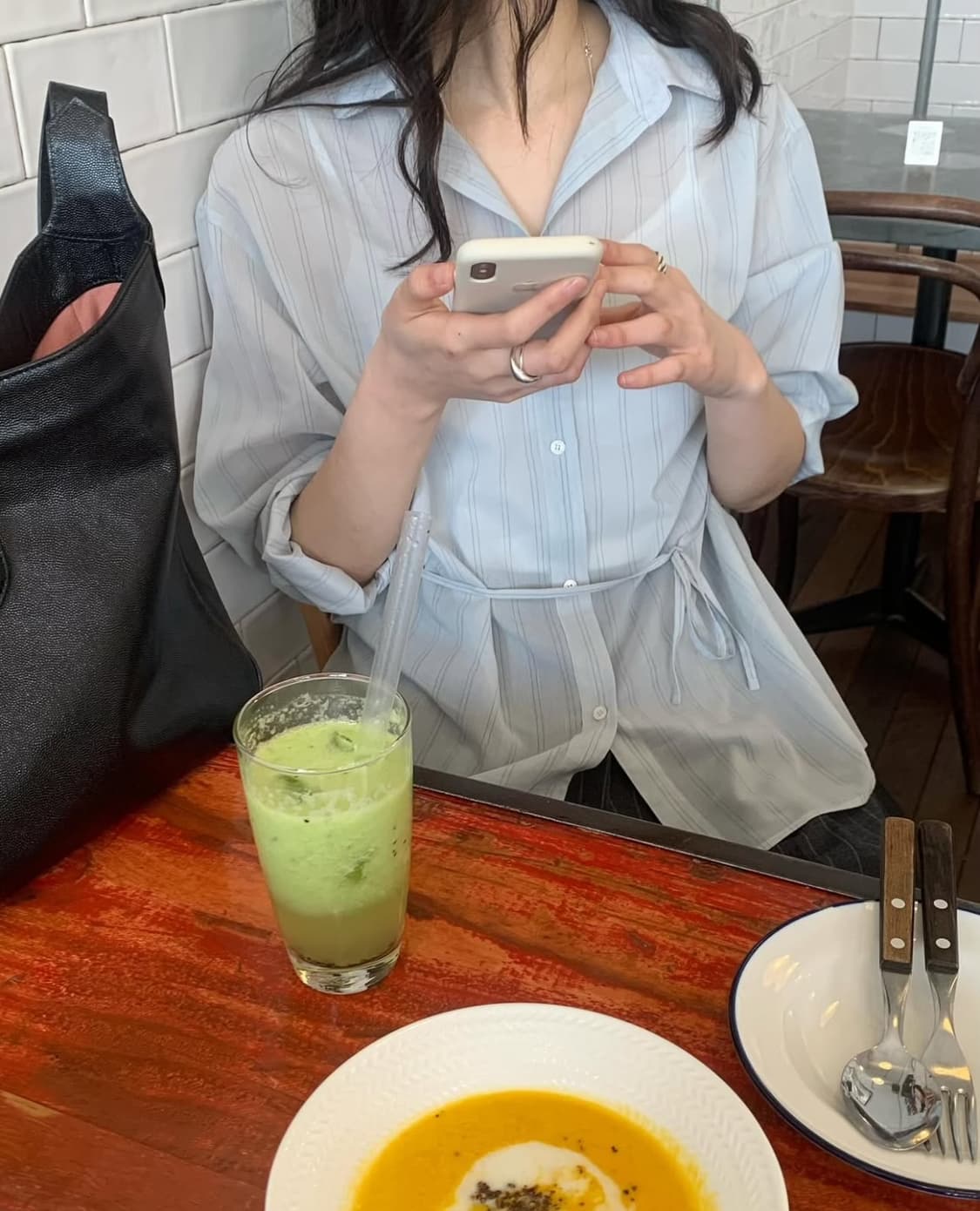타낫 T/T Muje stripe blouse blue 뮤제 블라우스 상품이미지8