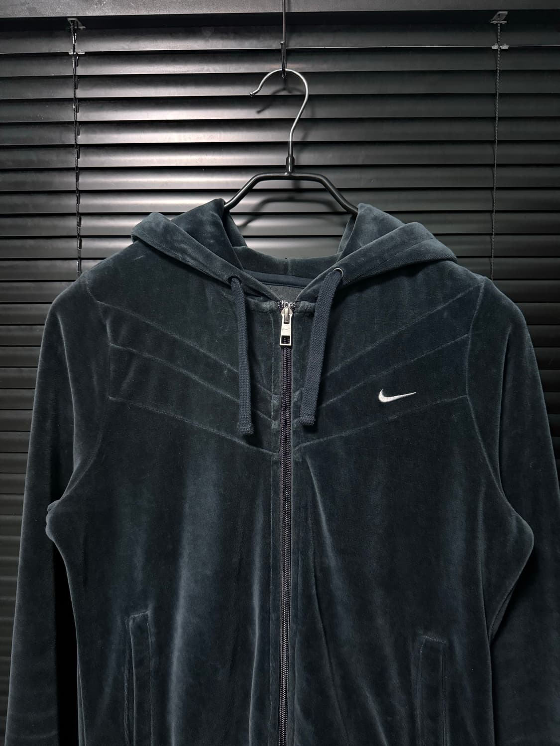 나이키 벨벳 벨루어 후드 집업 L 100 네이비 남색 스우시 트레이닝 상품이미지3