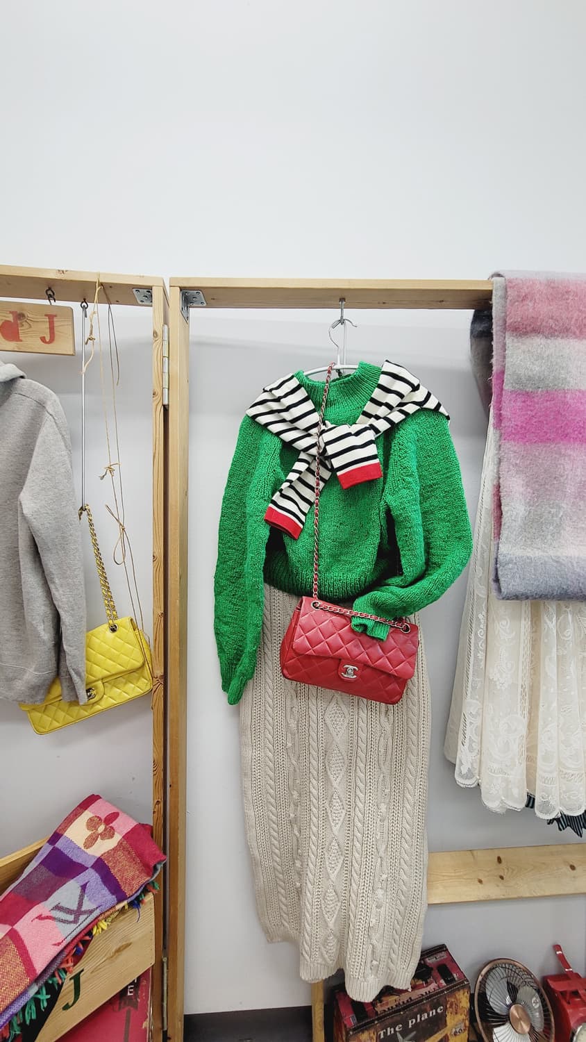 그린 홀가먼트 핸드메이드니트 상품이미지1