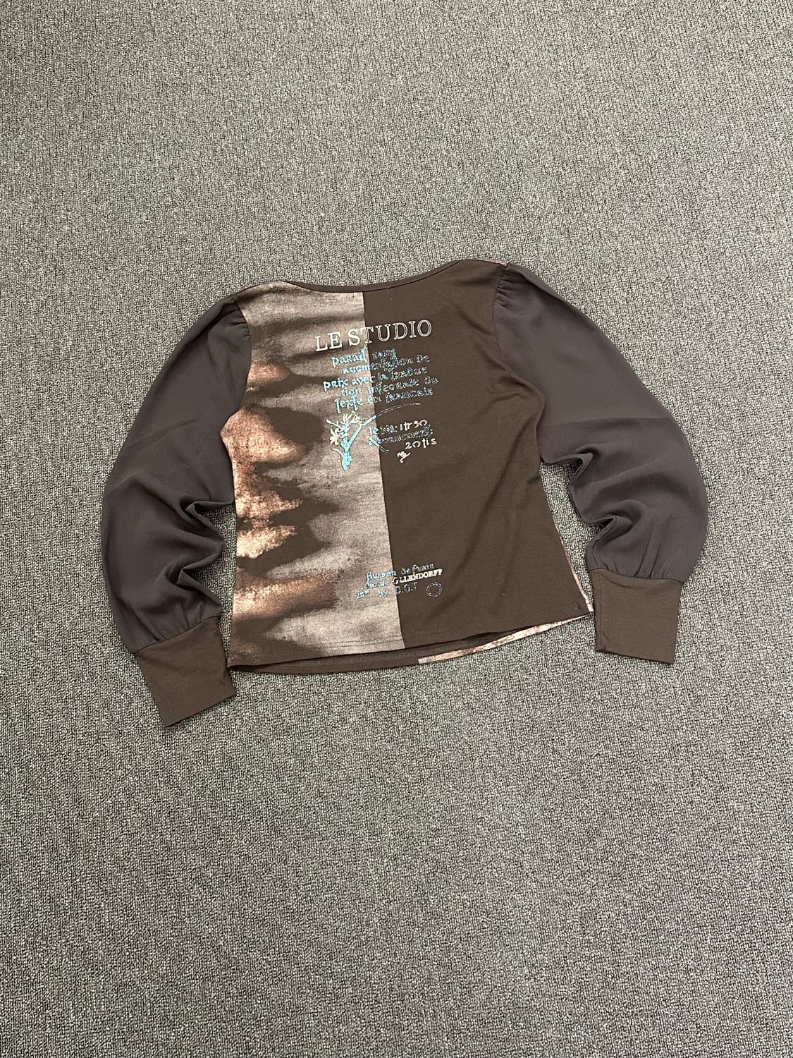 M)Japanese vintage y2k 프린팅 브라운 오프숄더 롱슬리브 상품이미지4