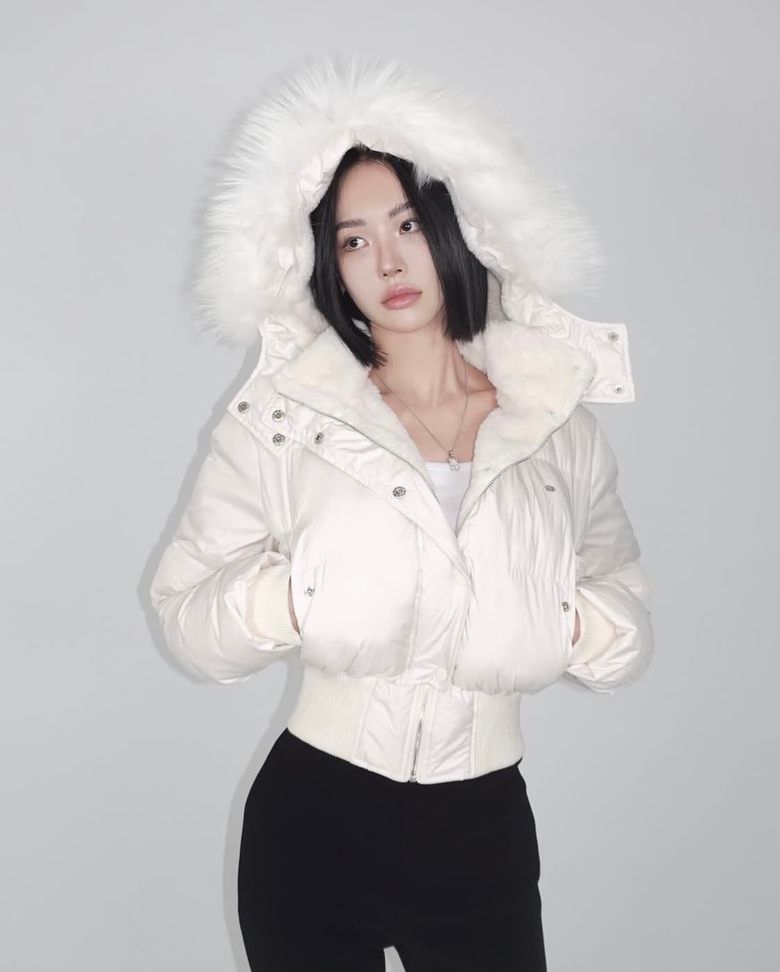 (새상품) 페일제이드 소프트 퍼 후드 푸퍼 자켓 아이보리 패딩  상품이미지1