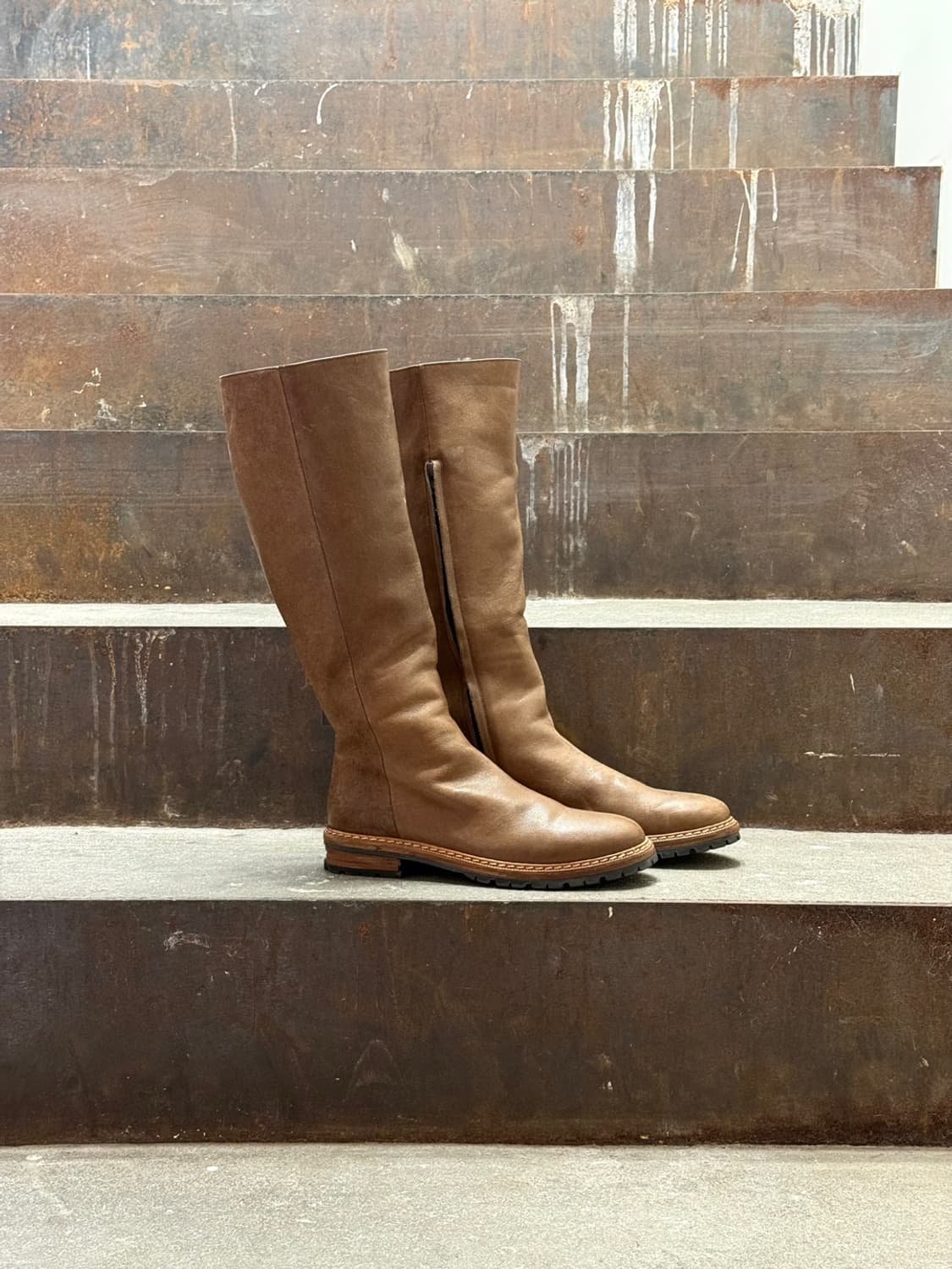 메종 마틴 마르지엘라 브라운 레더 롱 부츠 상품이미지1