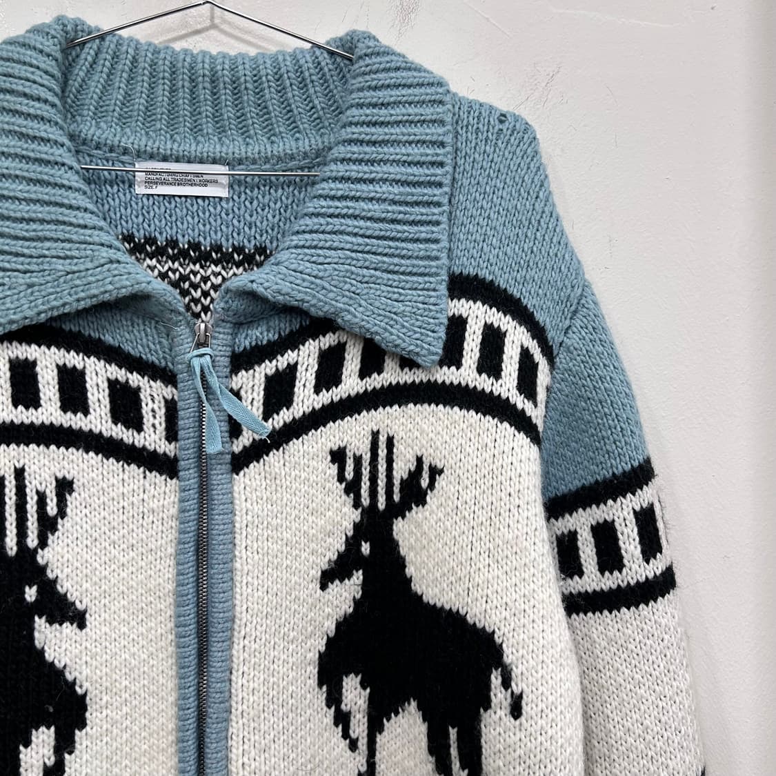 파르티멘토 헤비코튼 노르딕패턴 코위찬 니트집업 상품이미지1