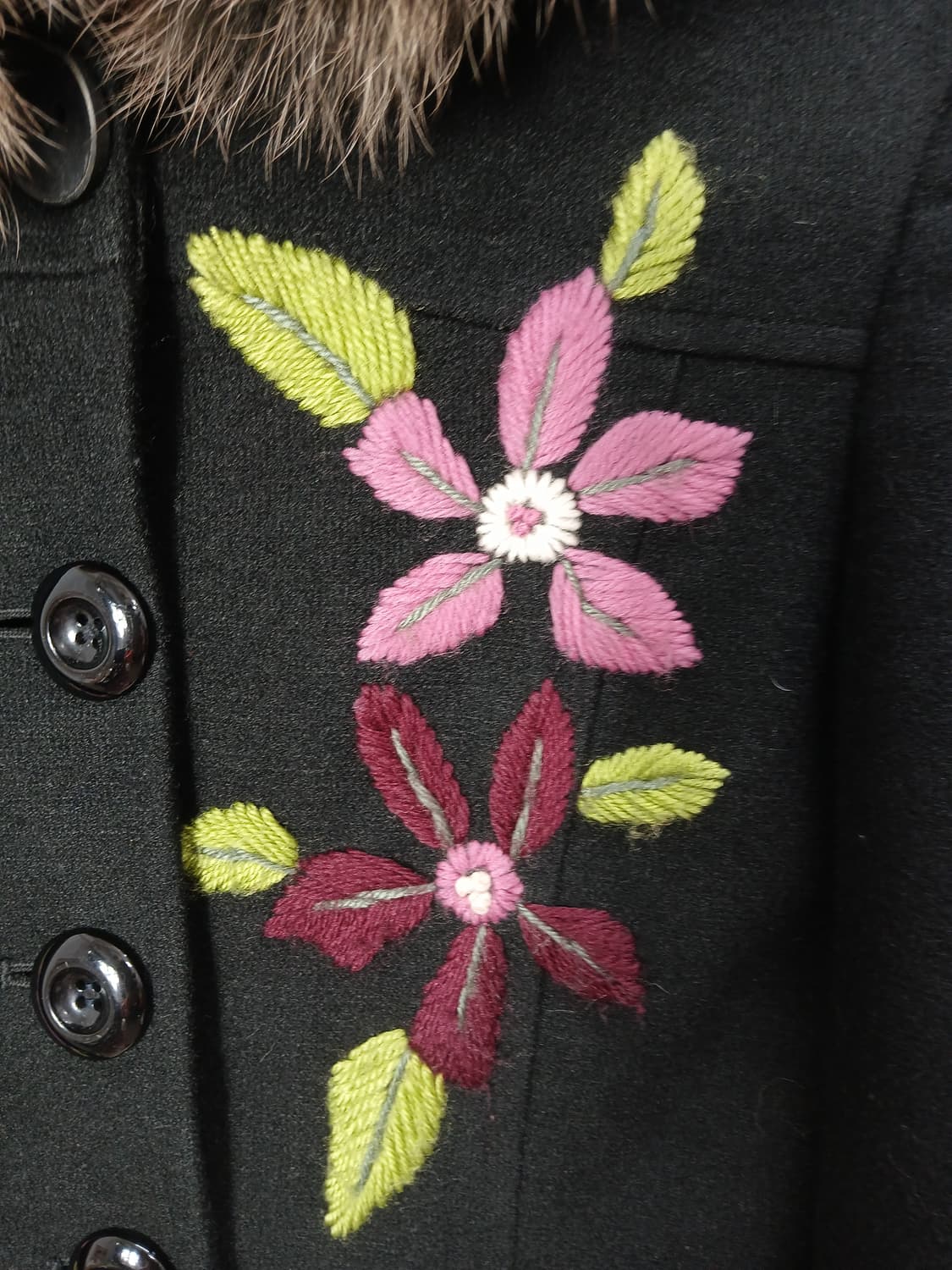 DKNY 빈티지 꽃 자수 후드 블랙자켓 85 XS 상품이미지6