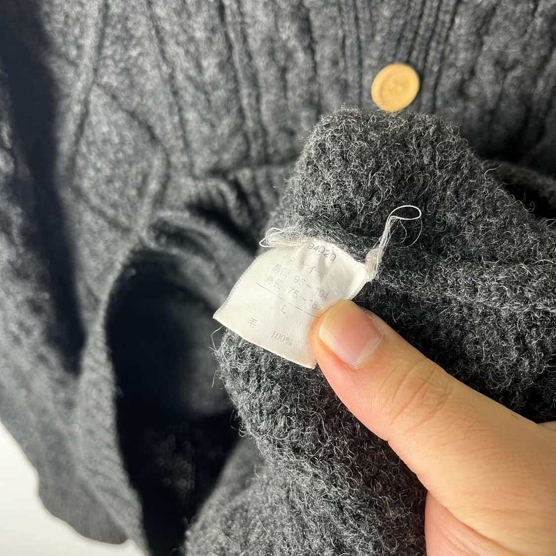 [JPN] 빈티지 우드버튼 아란 케이블 울 가디건 상품이미지5