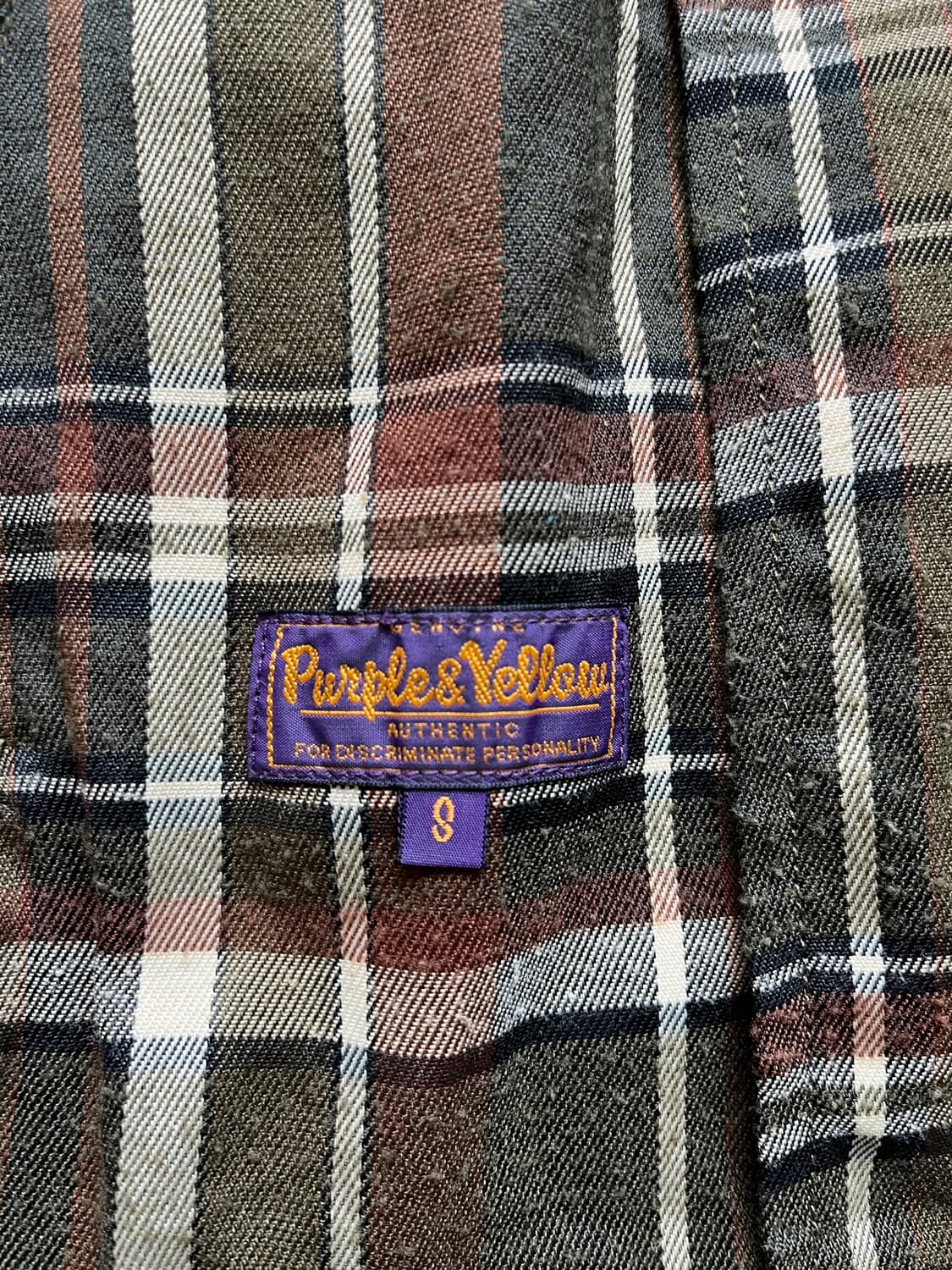 Purple&Yellow 체크 패턴 롱 재킷 코트 (100) 상품이미지6