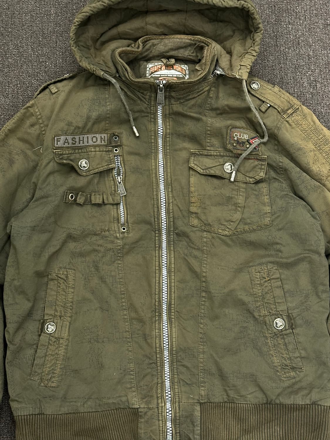 2XL)P-STONE 빈티지 밀리터리 후드 야상 자켓 상품이미지4