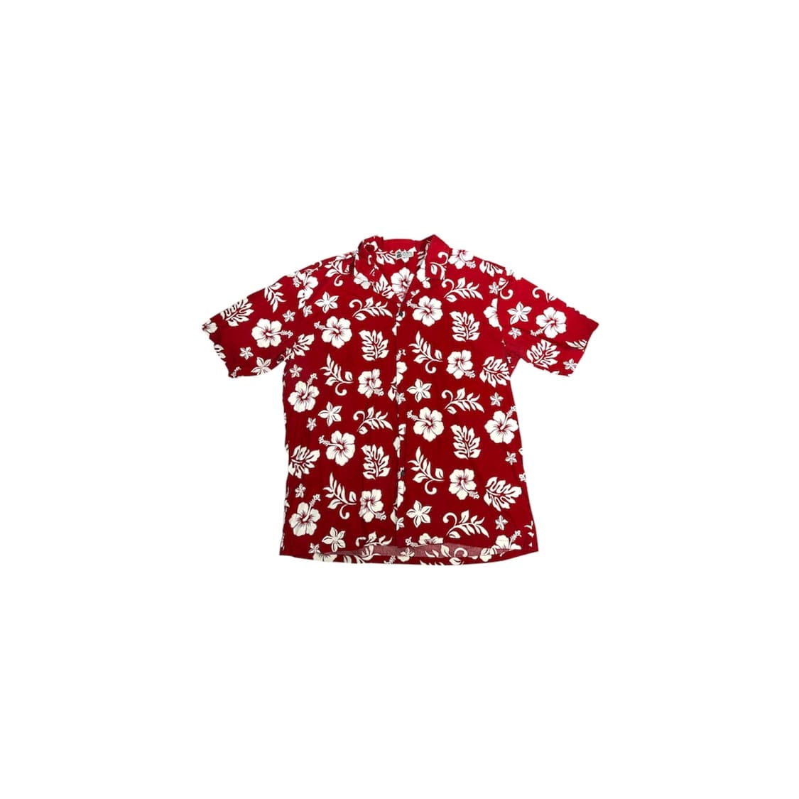 빈티지 레드 하와이안 꽃 패턴 반팔 오버핏 셔츠 상품이미지4