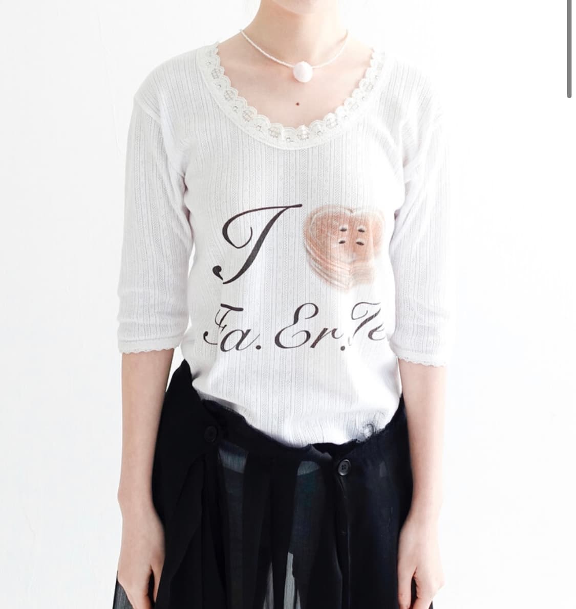 샵페어리 아이 러브 페어리 레이스 티셔츠 아이보리 코이세이오 상품이미지1