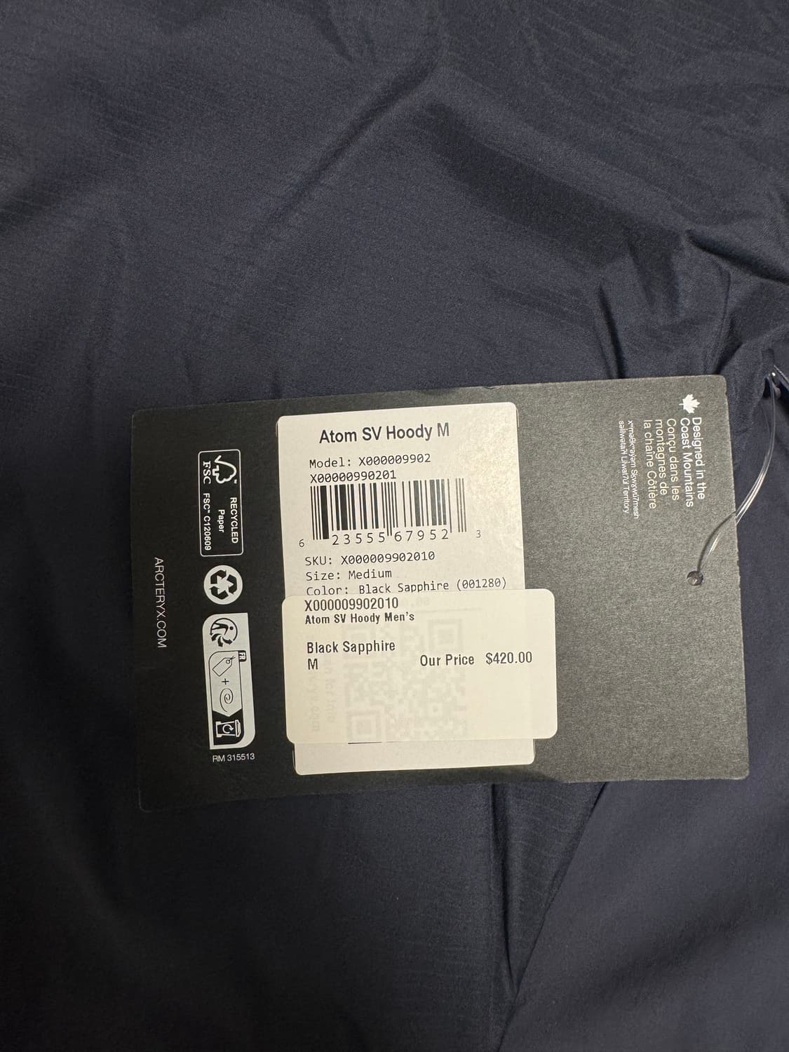 아크테릭스 아톰 SV 후디 블랙 사파이어 상품이미지3