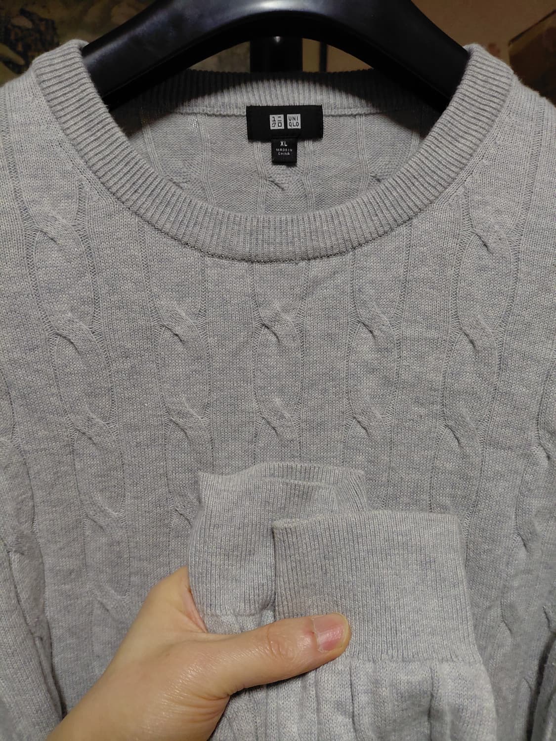 [유니클로]면,캐시미어 혼방 케이블 니트 XL(105)사이즈 상품이미지6