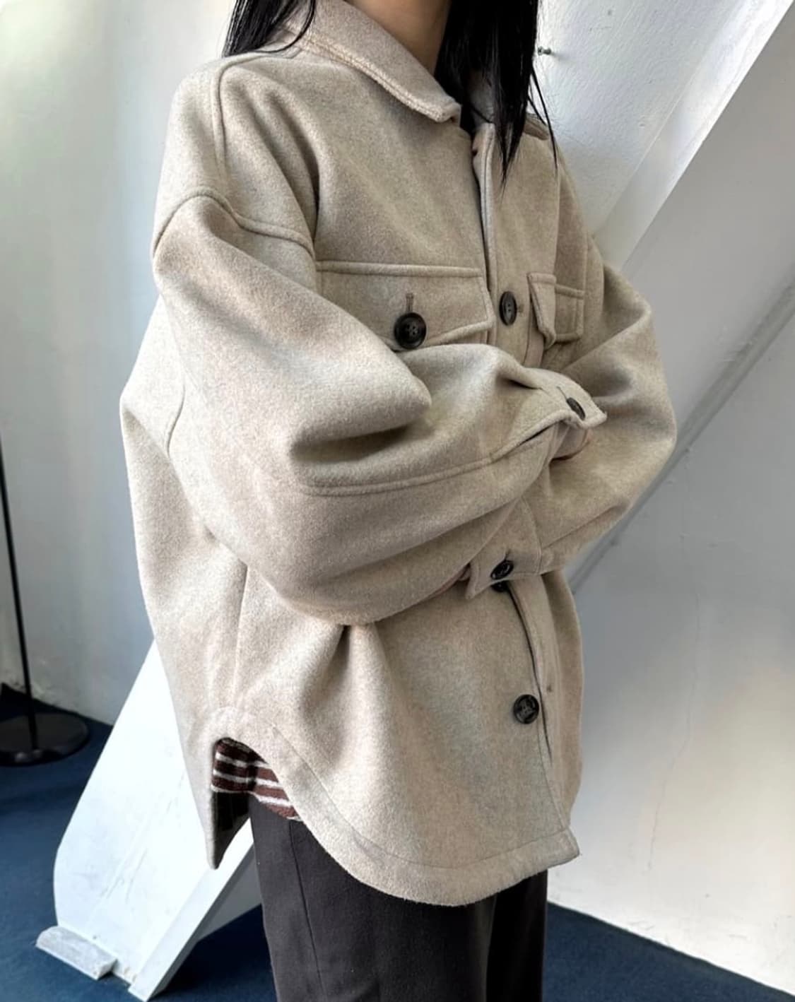 Melton fabric overfit shirtjacket  상품이미지1