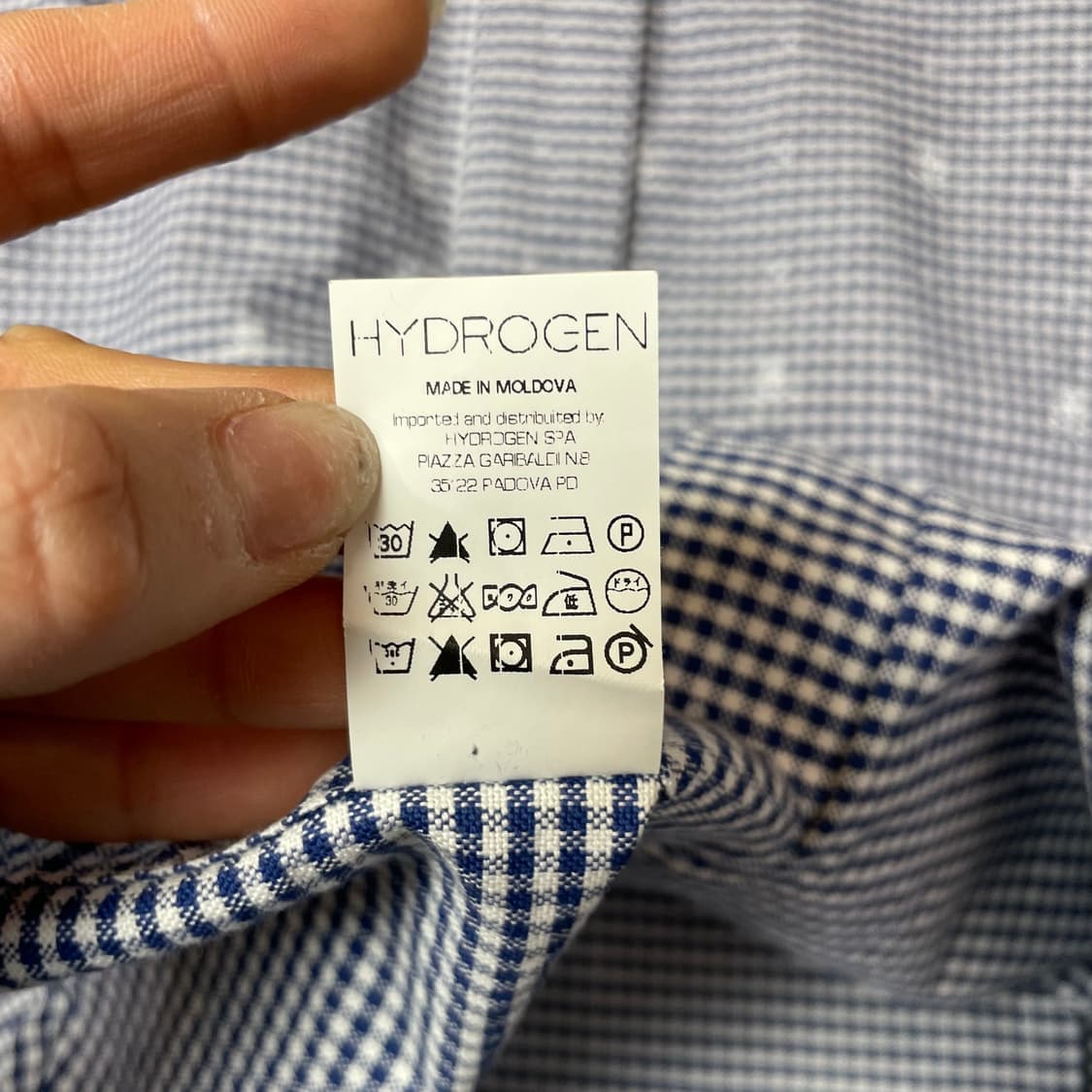 하이드로겐 블루 체크 스컬 패턴 긴팔 셔츠 S 상품이미지7