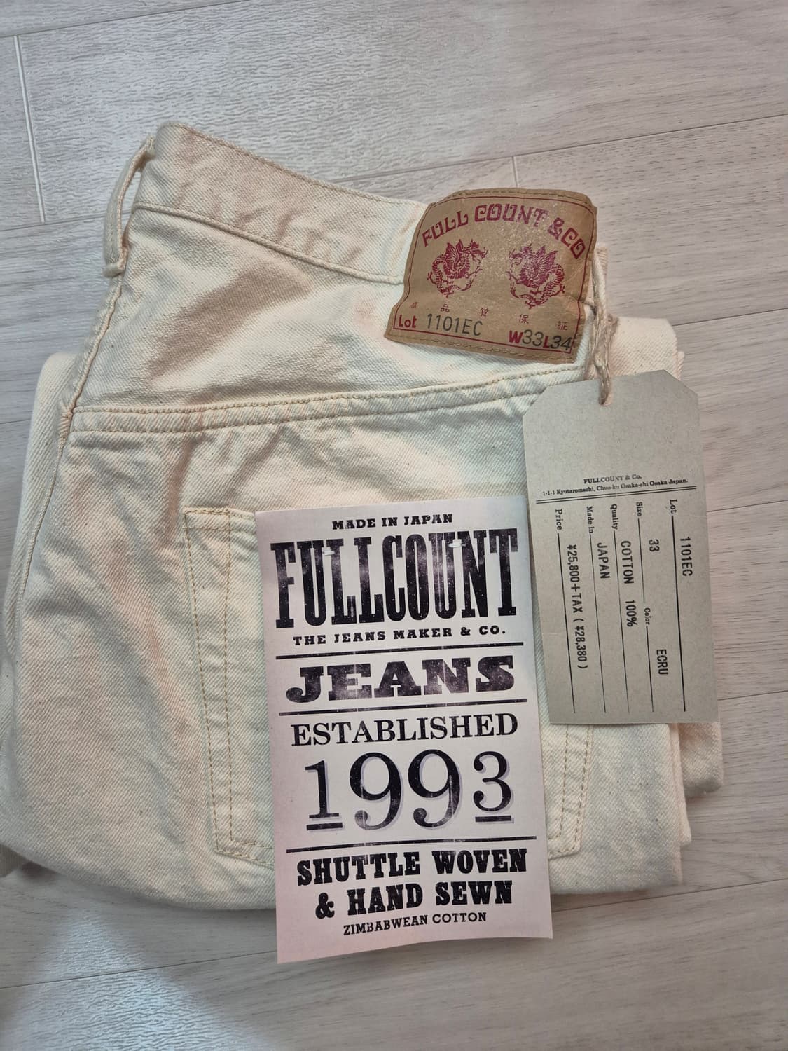 풀카운트 1101 에크루 33 새상품 ecru 상품이미지1