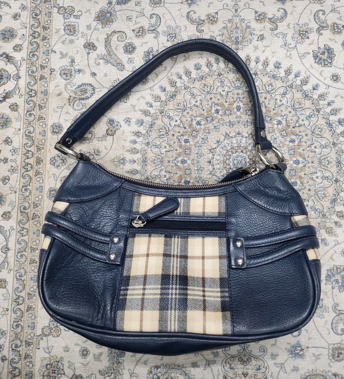 킨록 앤더슨  네이비 체크 숄더백 상품이미지5