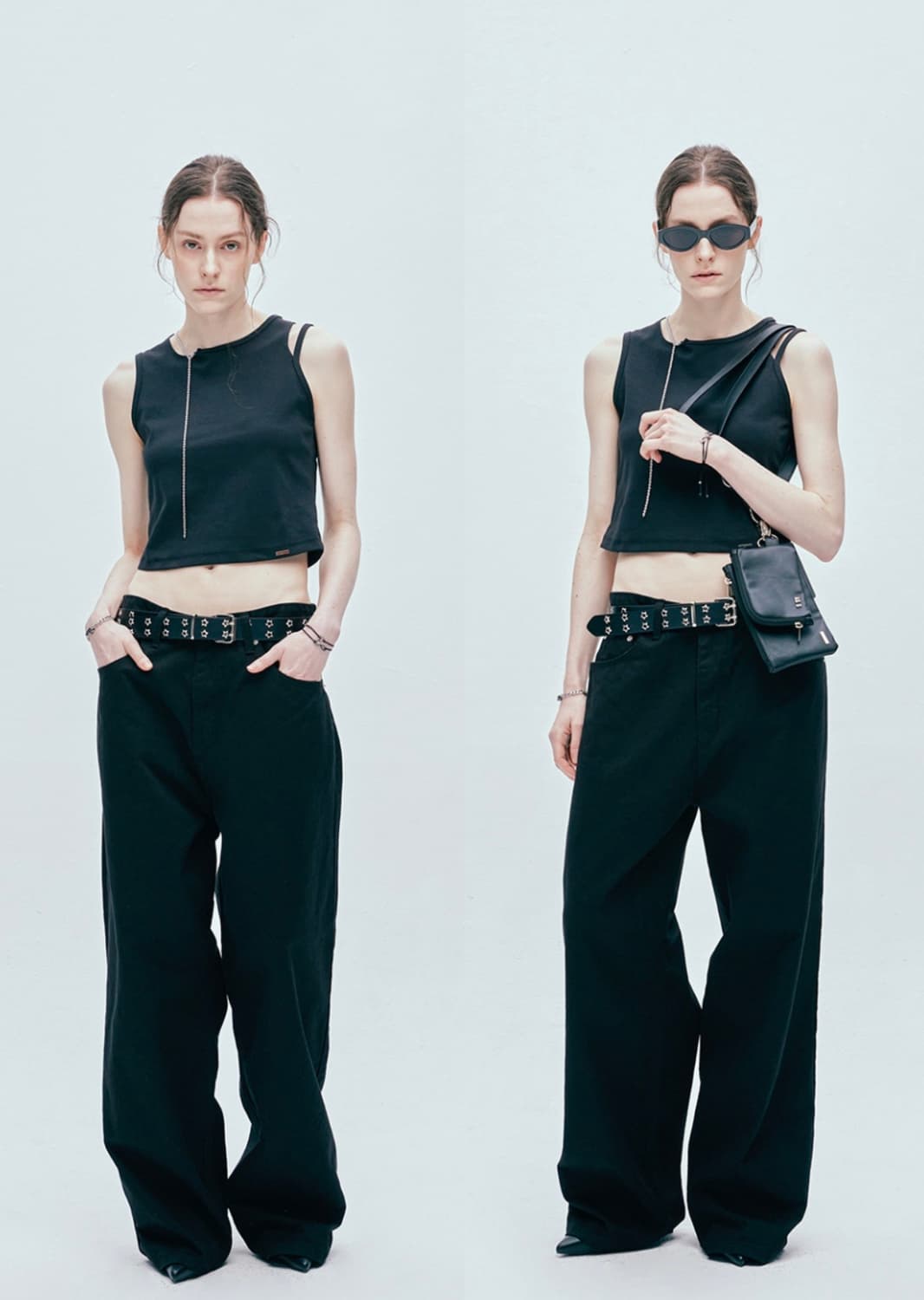 SSY 랩 하트 체인 슬리브리스 블랙 상품이미지2