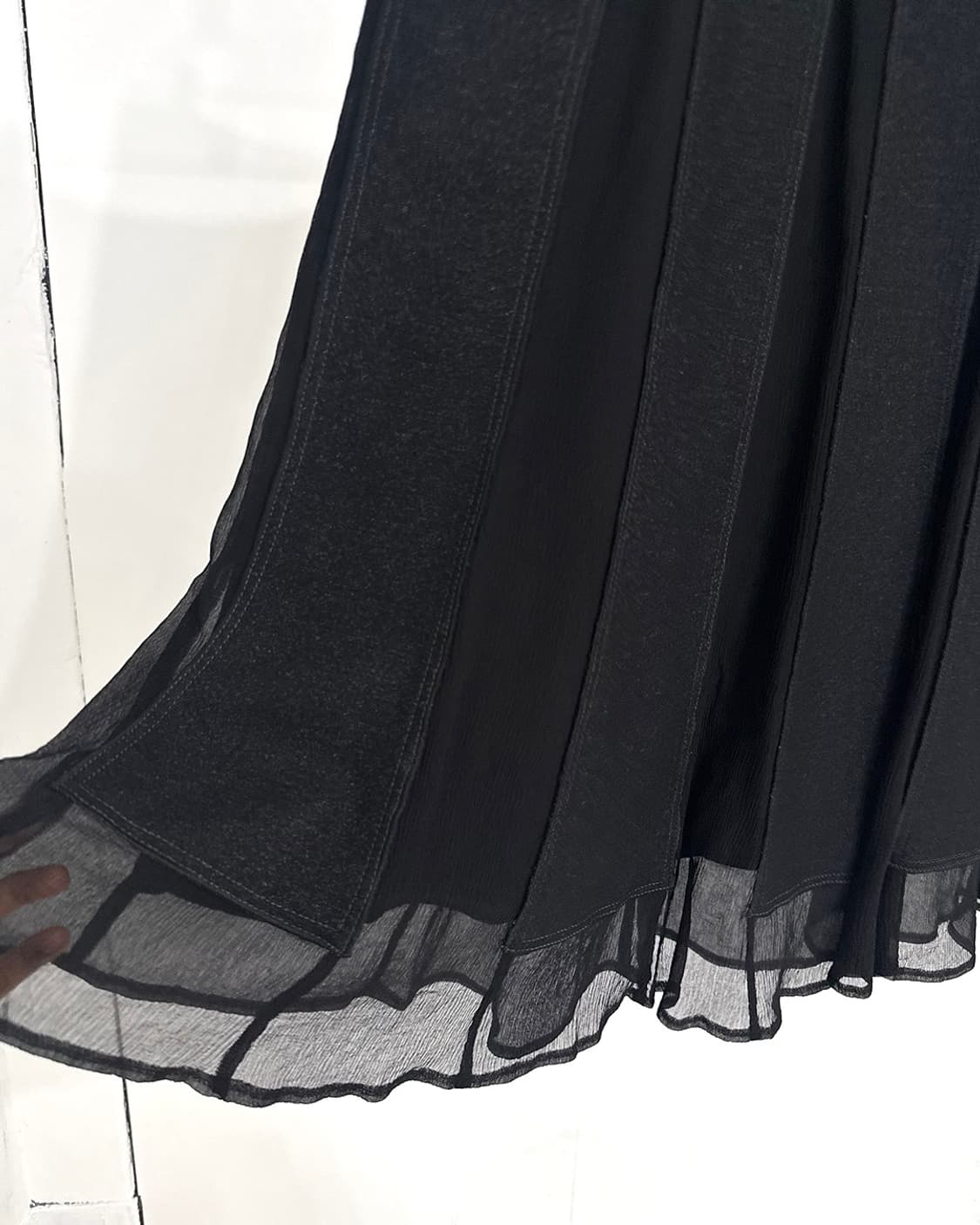 Feminine Black Patchwork Maxi Skirt 상품이미지7