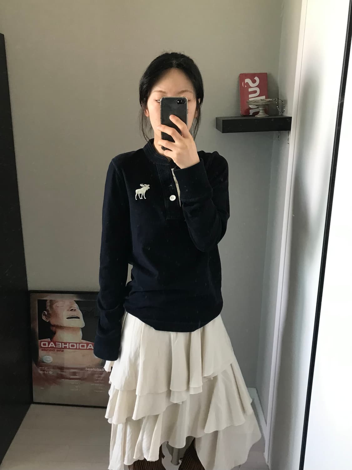 아베크롬비 산양로고 헨리넥 네이비 롱슬리브티 상품이미지3