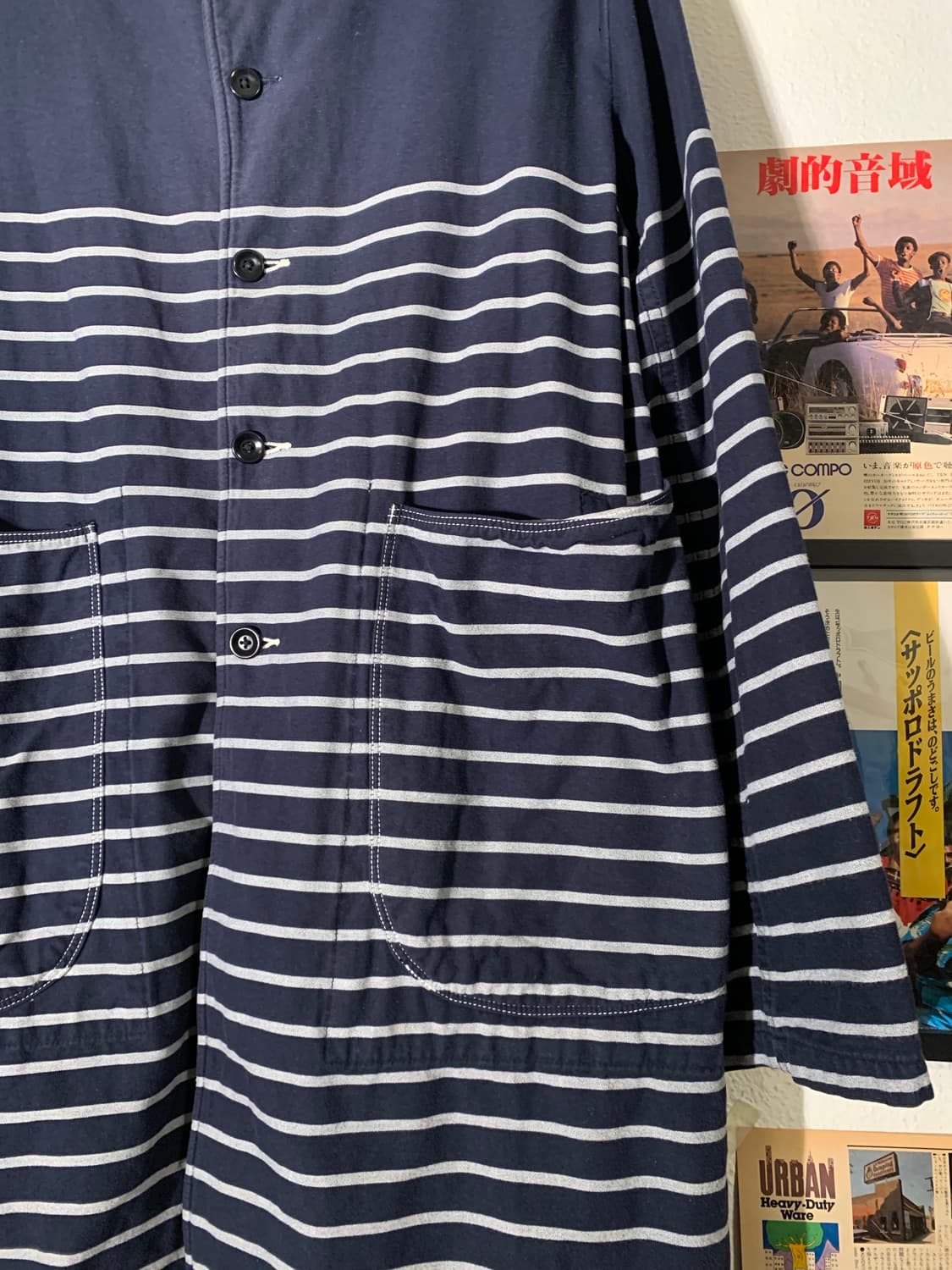 캐피탈 스트라이프 네이비 커버올 자켓 상품이미지2