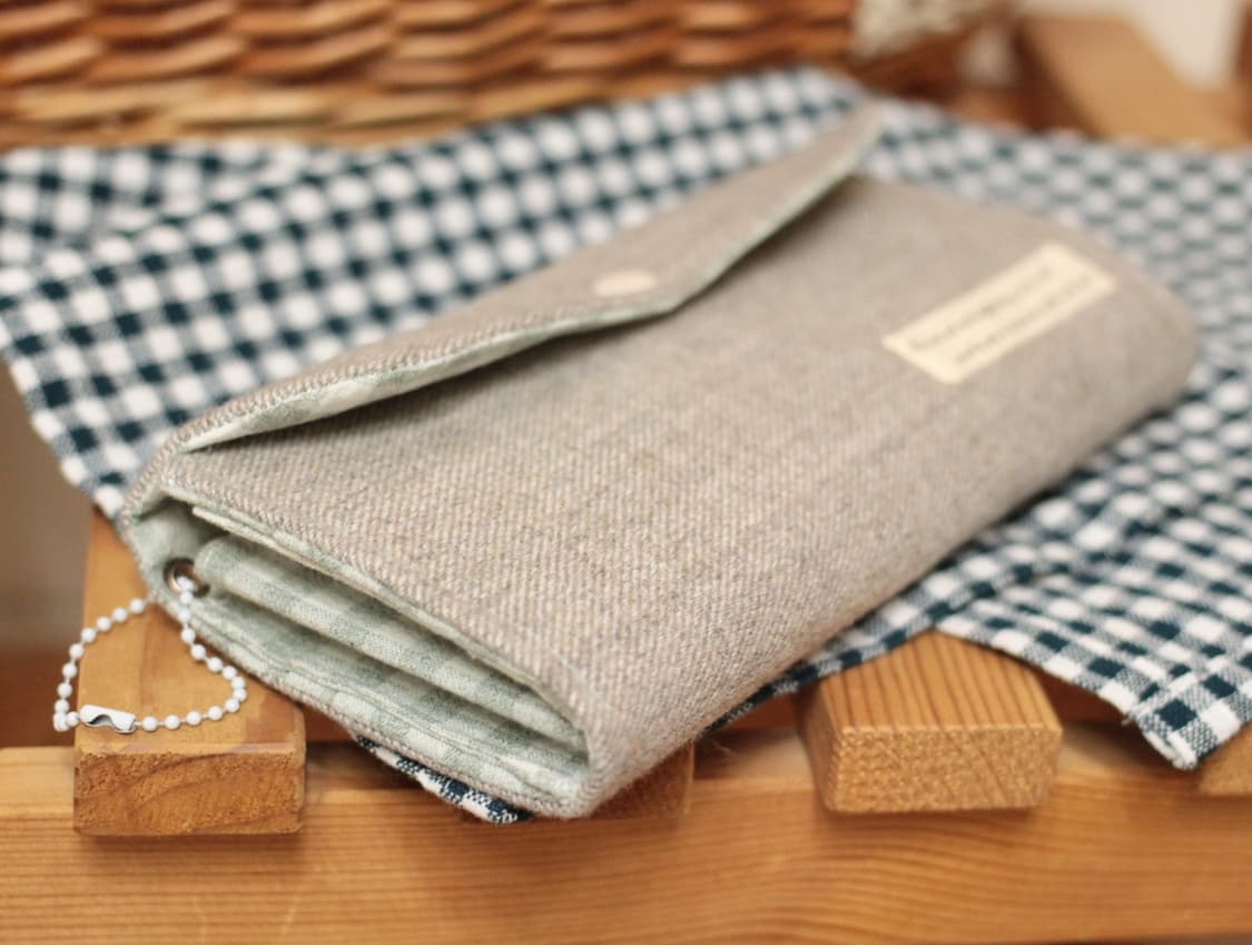 핸드메이드 민트 체크 장지갑 상품이미지9