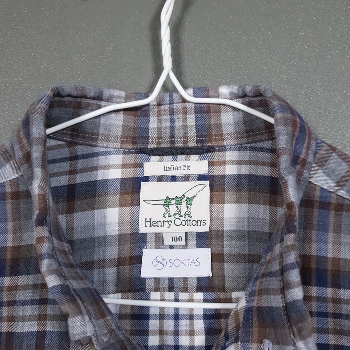 100 (L) 헨리코튼 포켓 버튼다운 소크타쉬 고급 코튼 체크 셔츠 남방 상품이미지7
