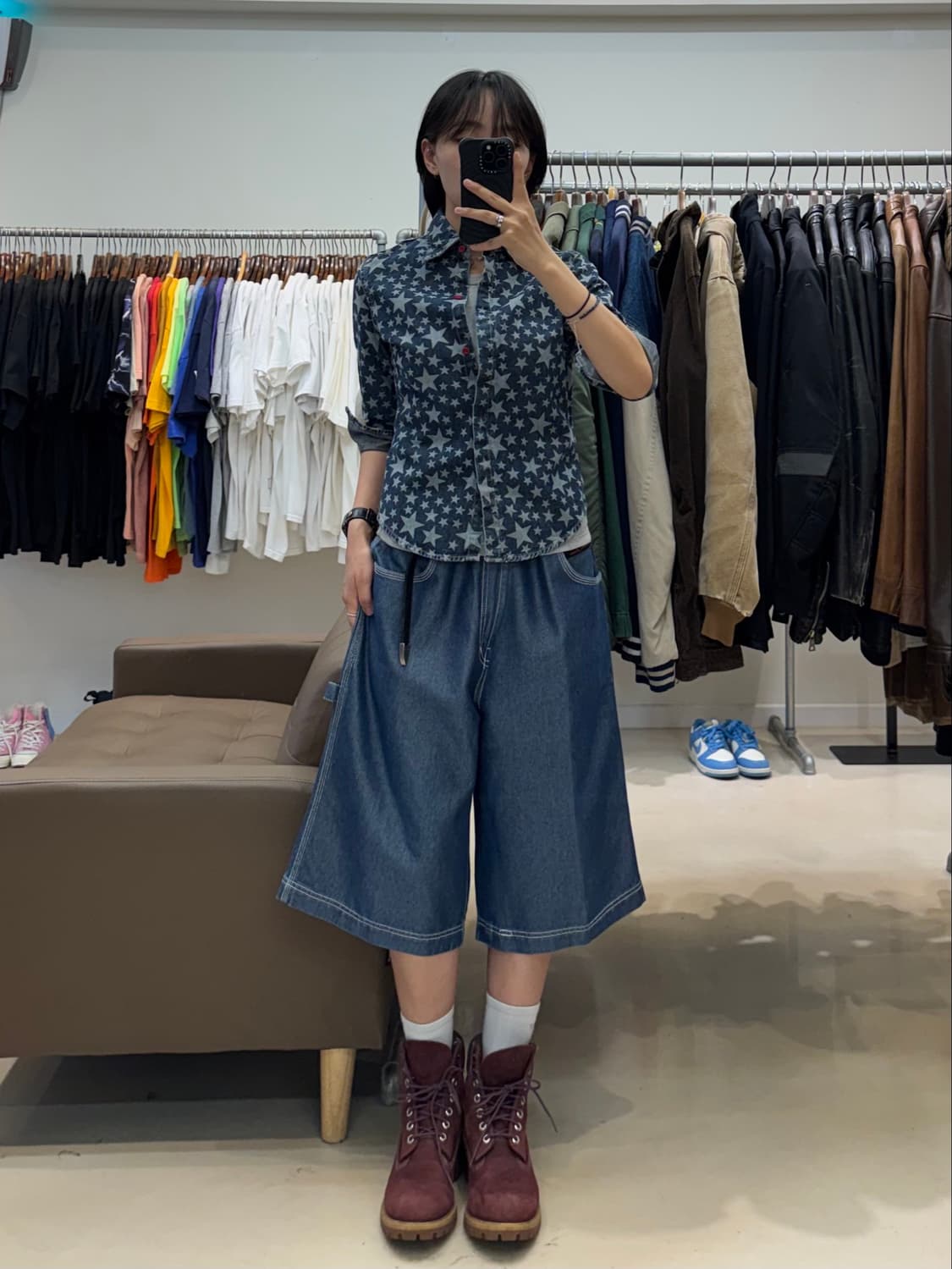 히스테릭글래머 별 패턴 데님 셔츠 상품이미지5
