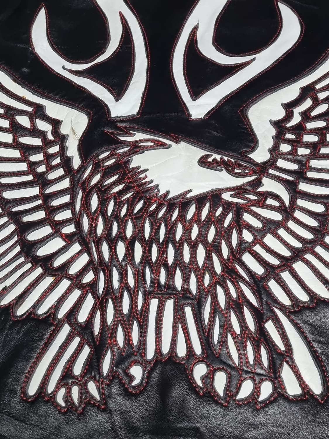 몬타나 스트릿웨어 흑백적 3컬러 독수리 불무늬 가죽자켓 상품이미지3