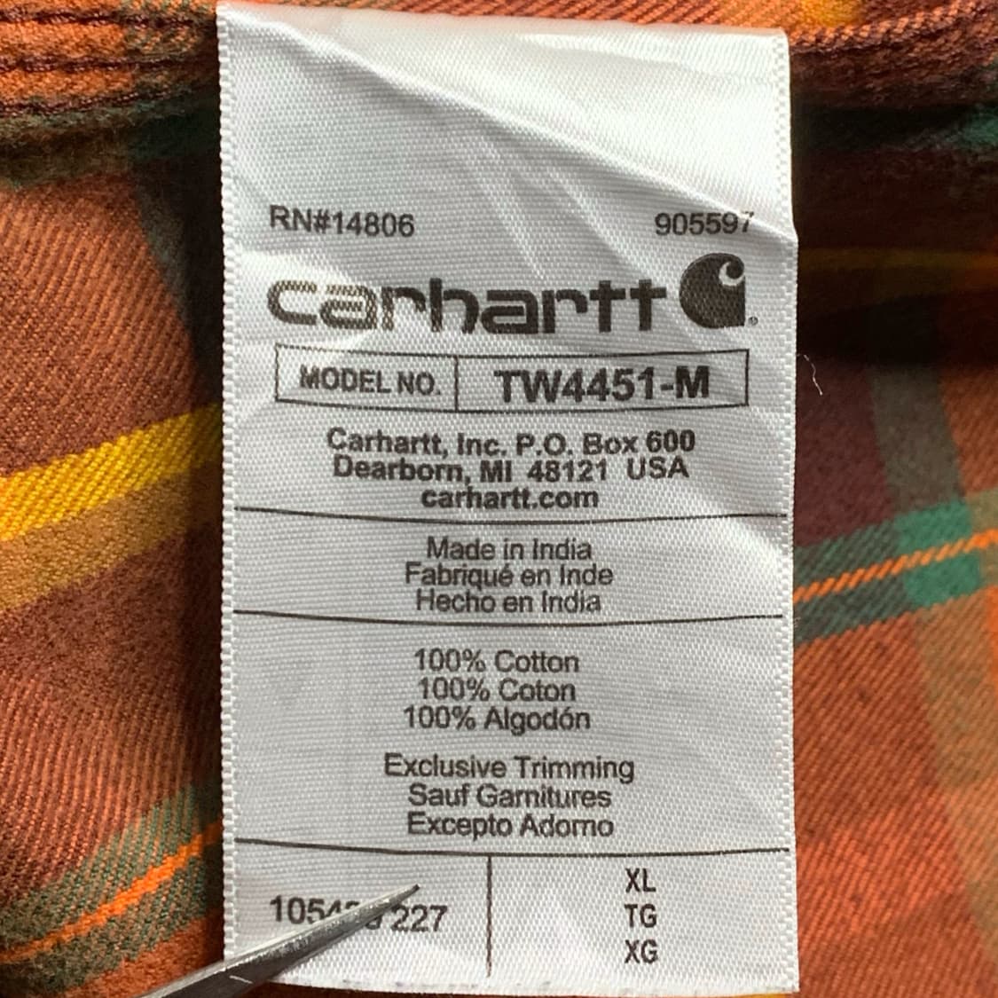 [XL] 칼하트 루즈핏 헤비코튼 타탄체크 워크셔츠 상품이미지5