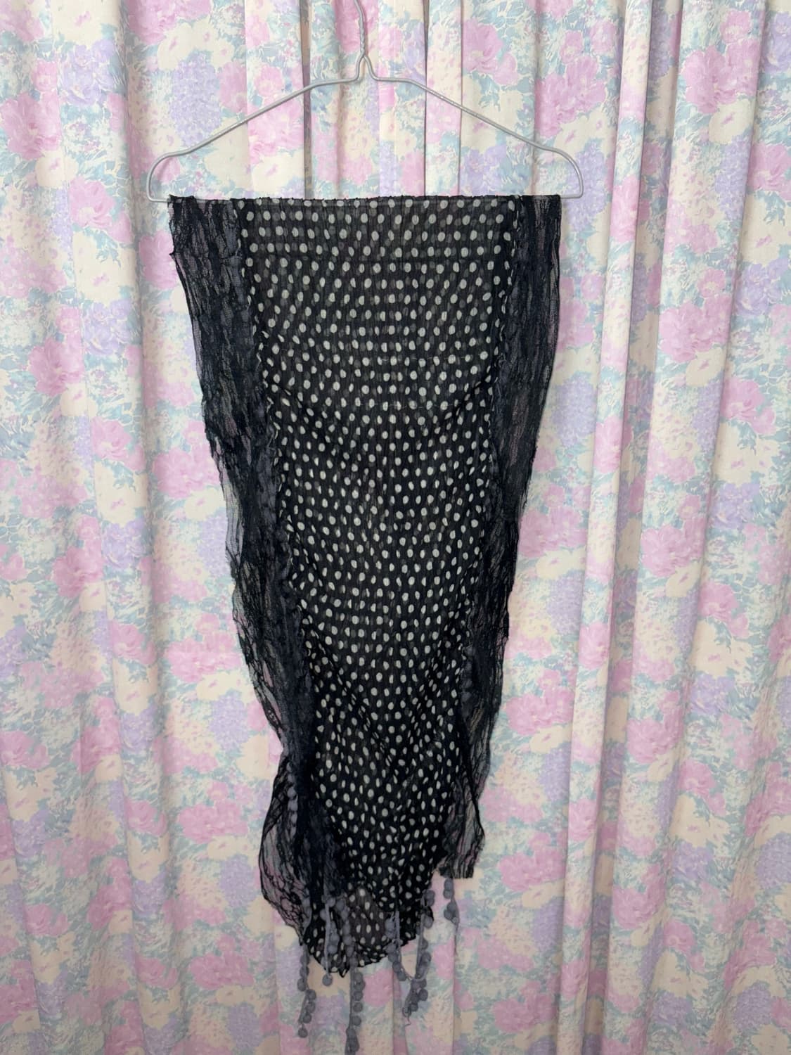 블랙 도트 폼폼 스카프 상품이미지6