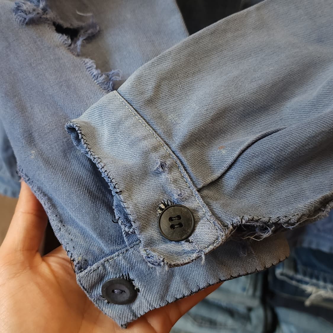 60s 프렌치 워크자켓 프렌치자켓 페이딩 블루 썬페이딩 m 상품이미지9