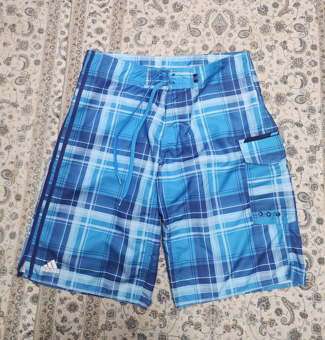 아디다스 블루 체크 웨이크/스윔팬츠 105 (36-38사이즈) 상품이미지1