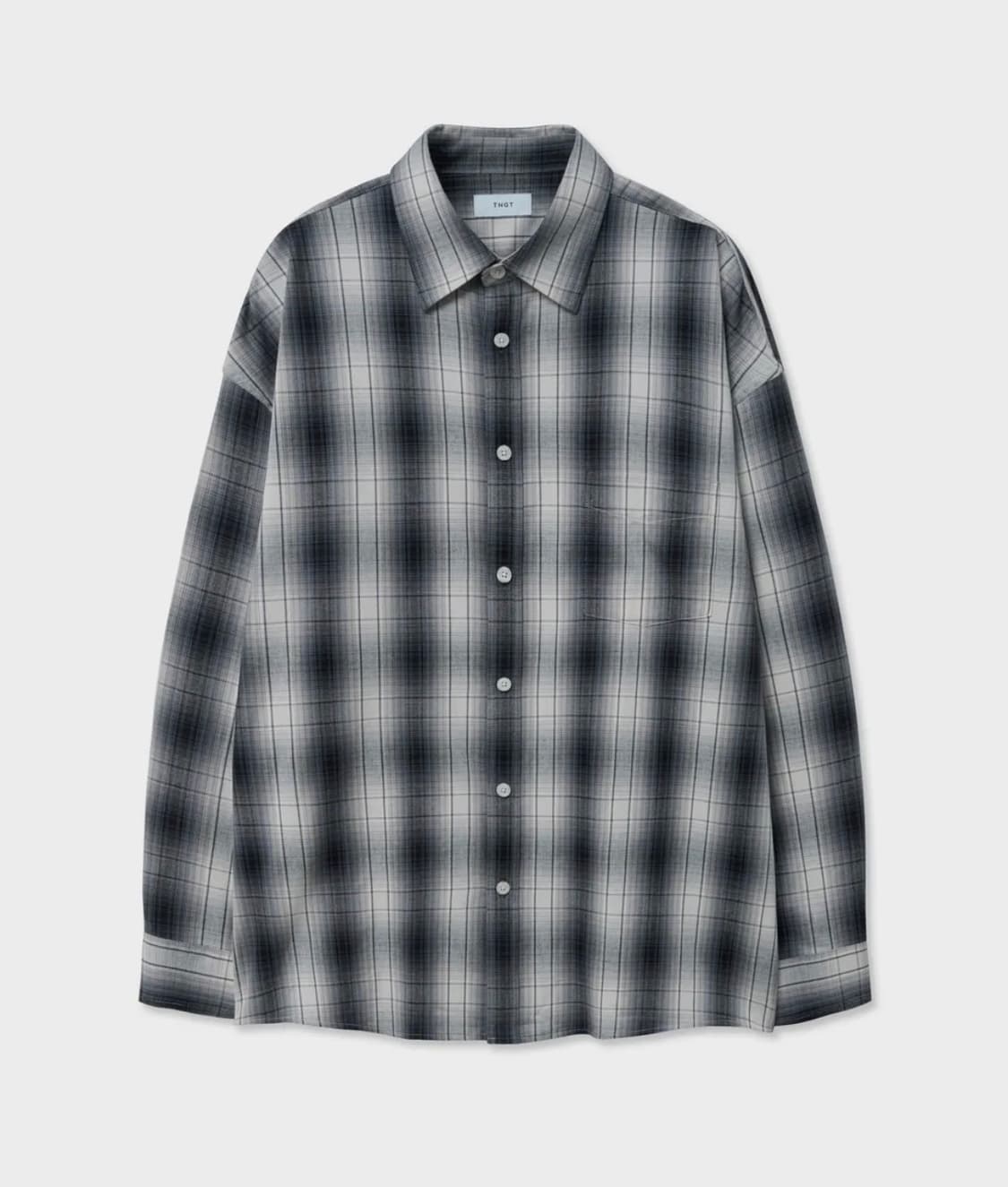 (105) TNGT 옴브레 체크셔츠 그레이 상품이미지2