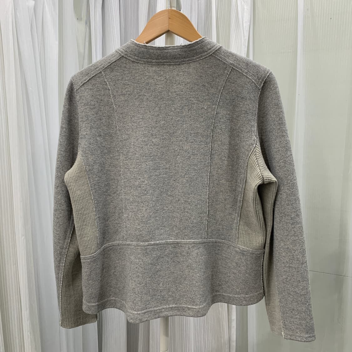 일본 빈티지 design aera 니트 배색 커팅 집업 1656 상품이미지3