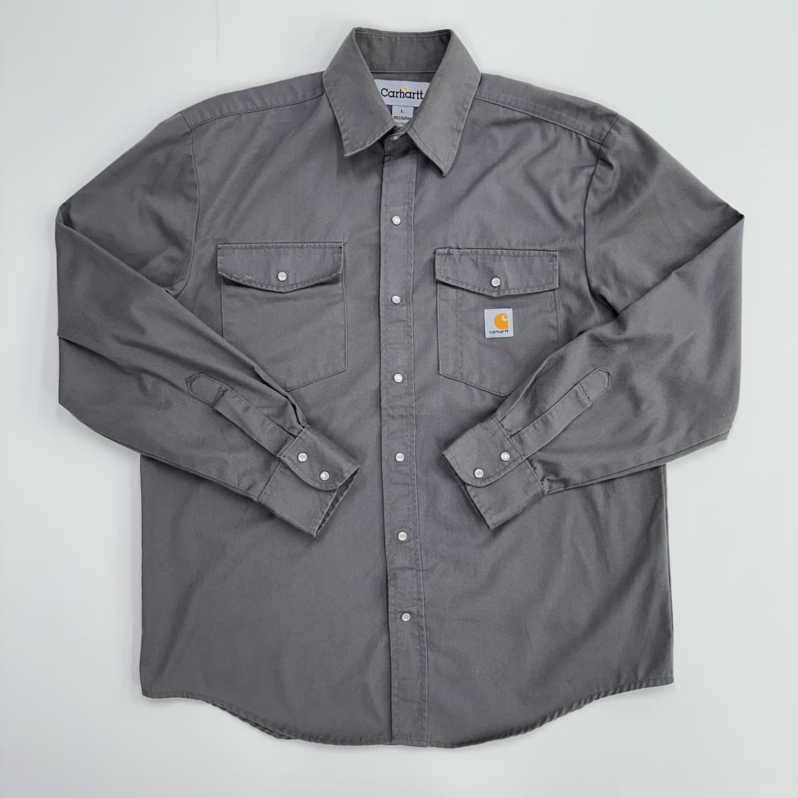 칼하트 투포켓 코튼 워크 셔츠 차콜 상품이미지2