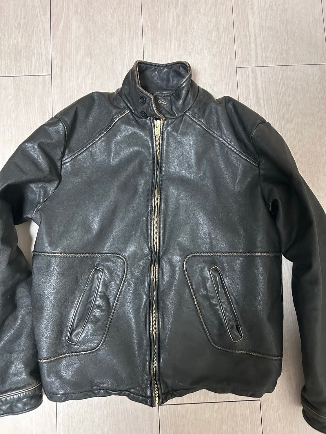 오토매틱포더피플 파이핑 레더 자켓 ml2 size1 상품이미지1